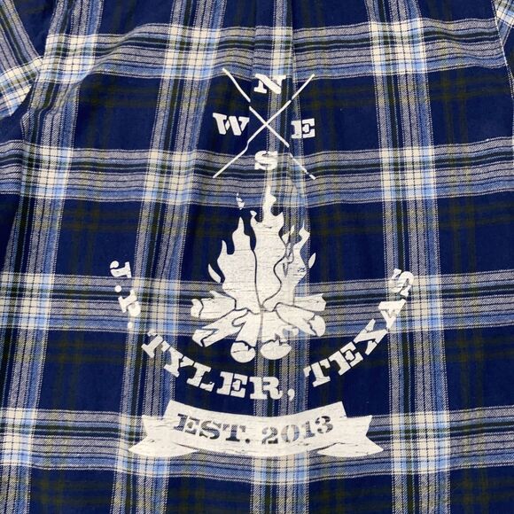 Backpacker J.P. TYLER,TEXAS 2013 Flannel Blue Plaid Long Sleeve Shirt  Medium - Picture 14 of 16